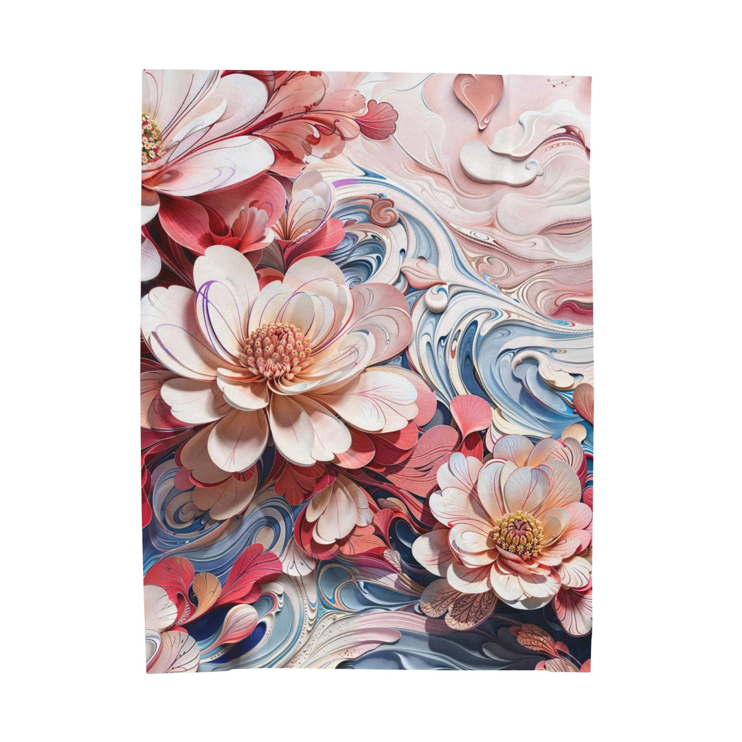 Floral Marble Whirls - Velveteen Plush Blanket - All Over Prints - g(0D·IO) - 60" × 80" - -