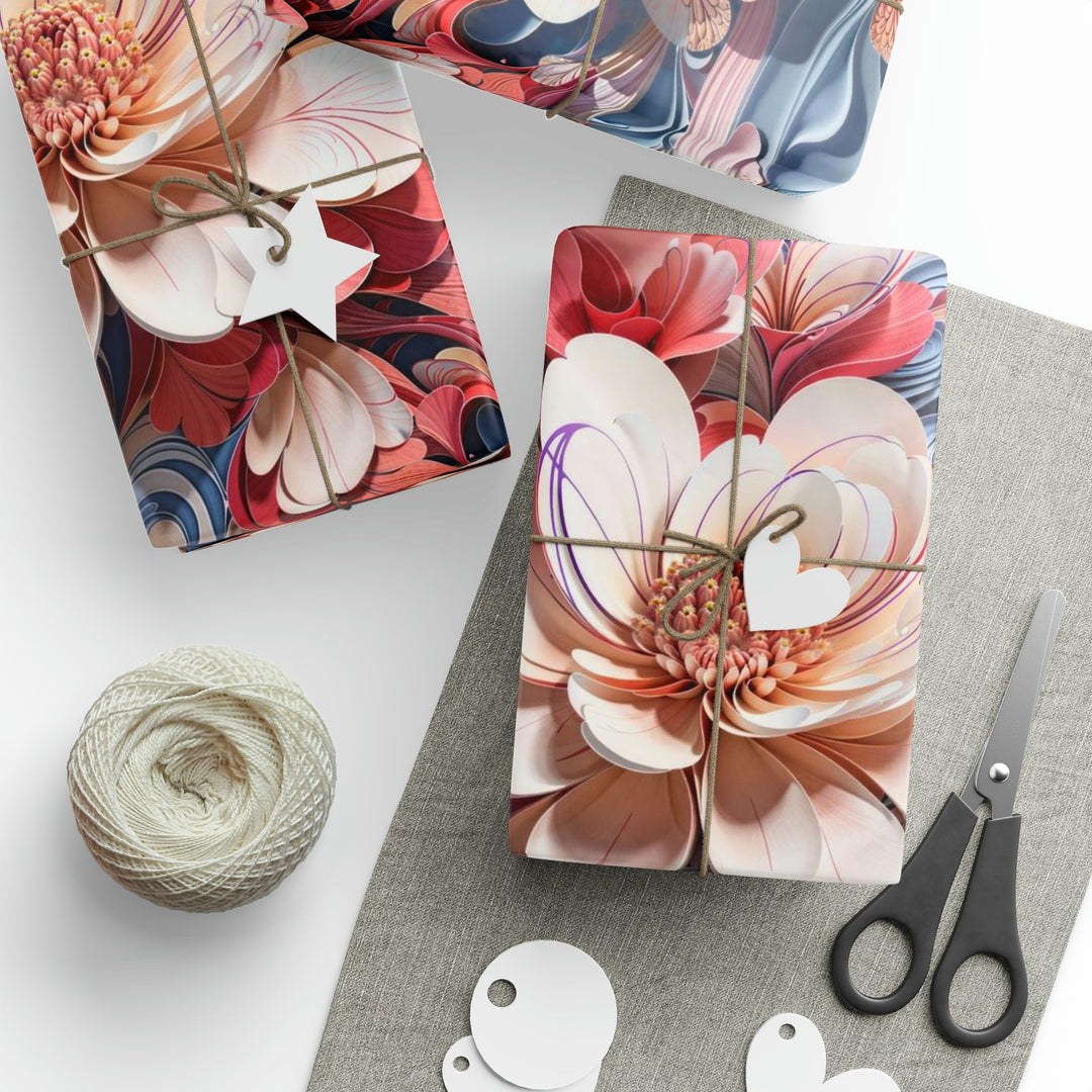 Floral Marble Whirls - Wrapping Paper - Home Decor - g(0D·IO) - 30'' x 72'' - Matte -