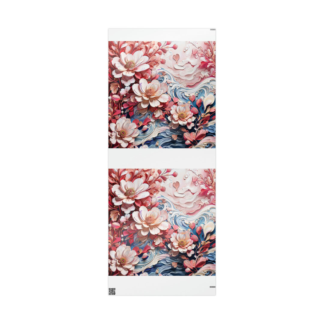 Floral Marble Whirls - Wrapping Paper - Home Decor - g(0D·IO) - 30'' x 72'' - Glossy -
