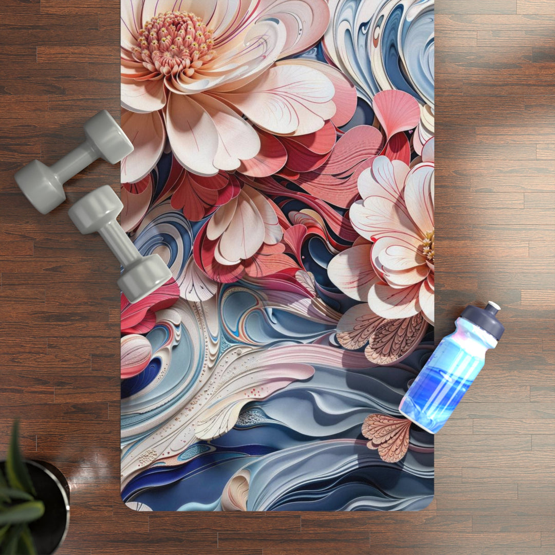 Floral Marble Whirls - Yoga Mat - Home Decor - g(0D·IO) - 24” x 68” - -