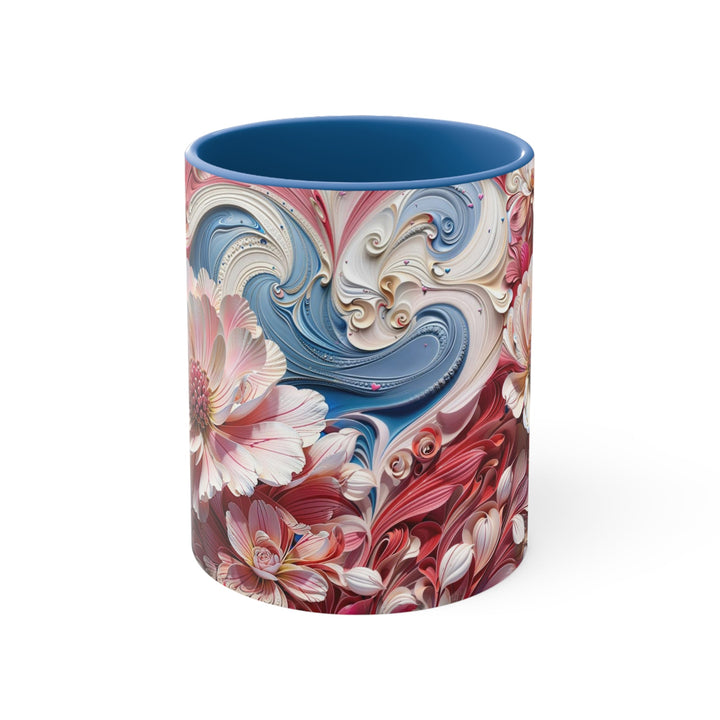 Floral Swirl Abundance - Accent Coffee Mug - Mug - g(0D·IO) - Blue - 11oz -