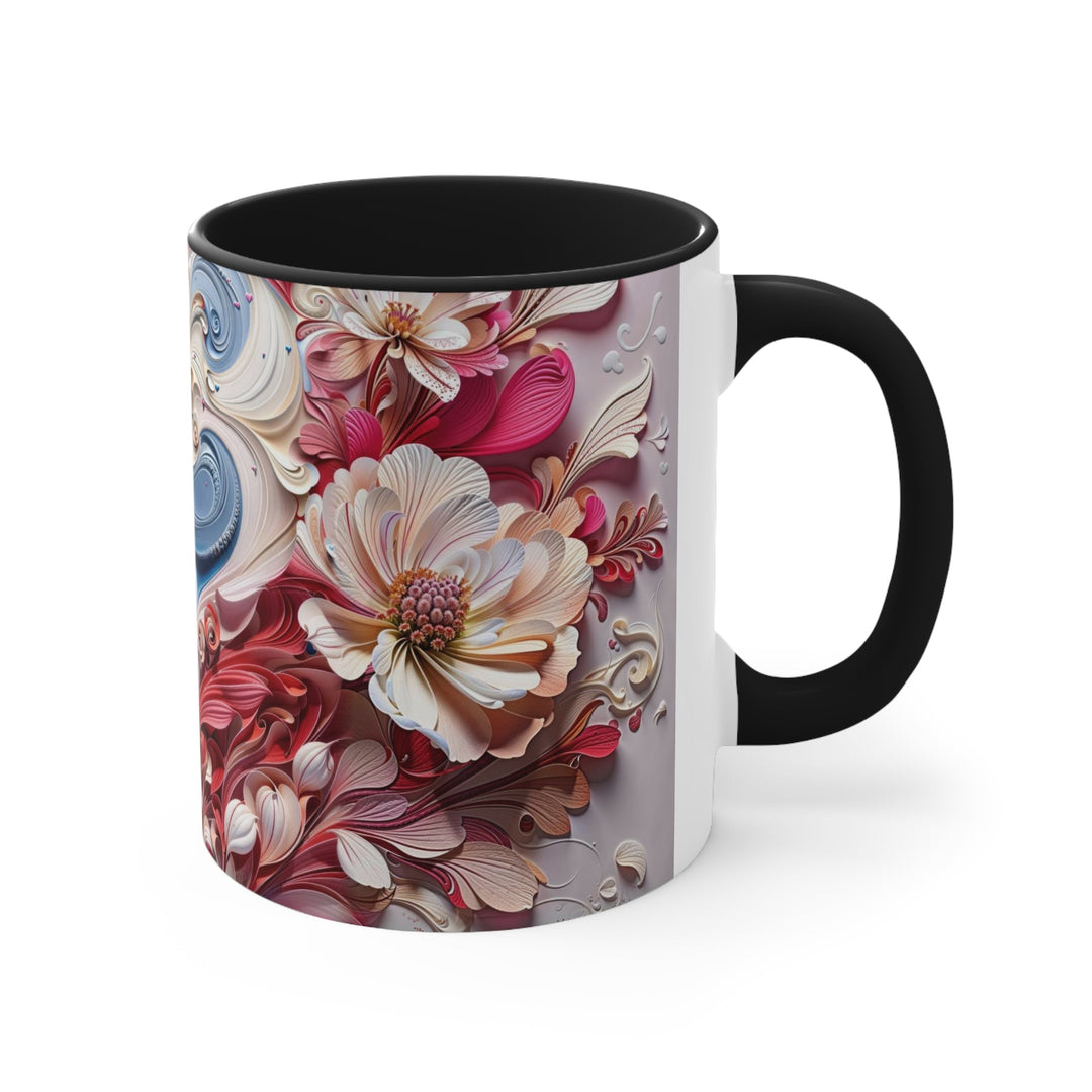 Floral Swirl Abundance - Accent Coffee Mug - Mug - g(0D·IO) - Pink - 11oz -