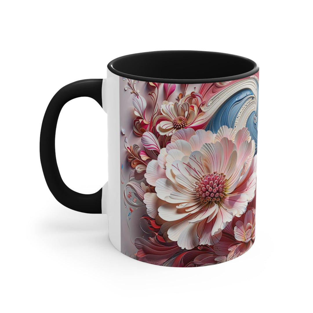 Floral Swirl Abundance - Accent Coffee Mug - Mug - g(0D·IO) - Pink - 11oz -