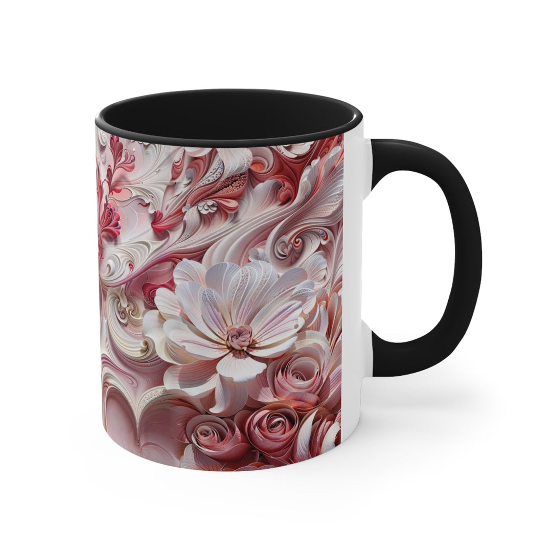 Floral Swirl Abundance - Accent Coffee Mug - Mug - g(0D·IO) - Pink - 11oz -