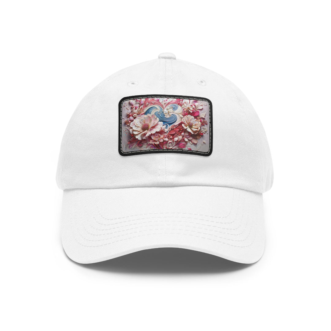 Floral Swirl Abundance - Dad Hat - Hats - g(0D·IO) - White / Black patch - Rectangle - One size