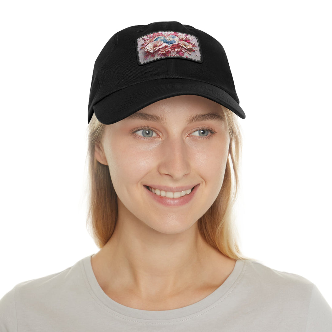 Floral Swirl Abundance - Dad Hat - Hats - g(0D·IO) - White / Black patch - Rectangle - One size