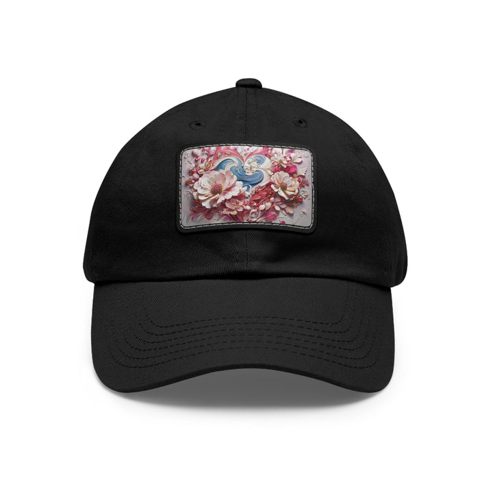 Floral Swirl Abundance - Dad Hat - Hats - g(0D·IO) - Black / Black patch - Rectangle - One size