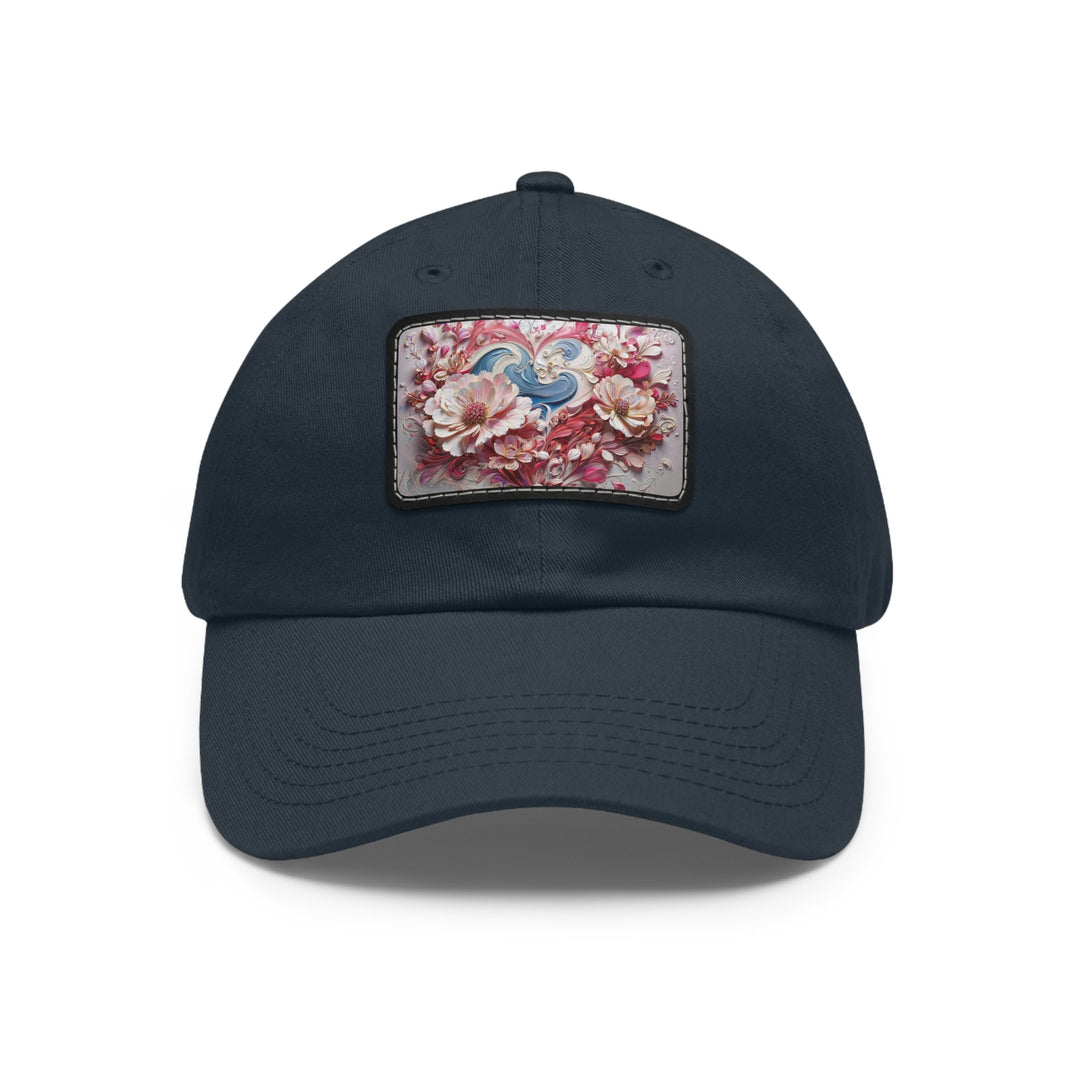 Floral Swirl Abundance - Dad Hat - Hats - g(0D·IO) - Navy / Black patch - Rectangle - One size