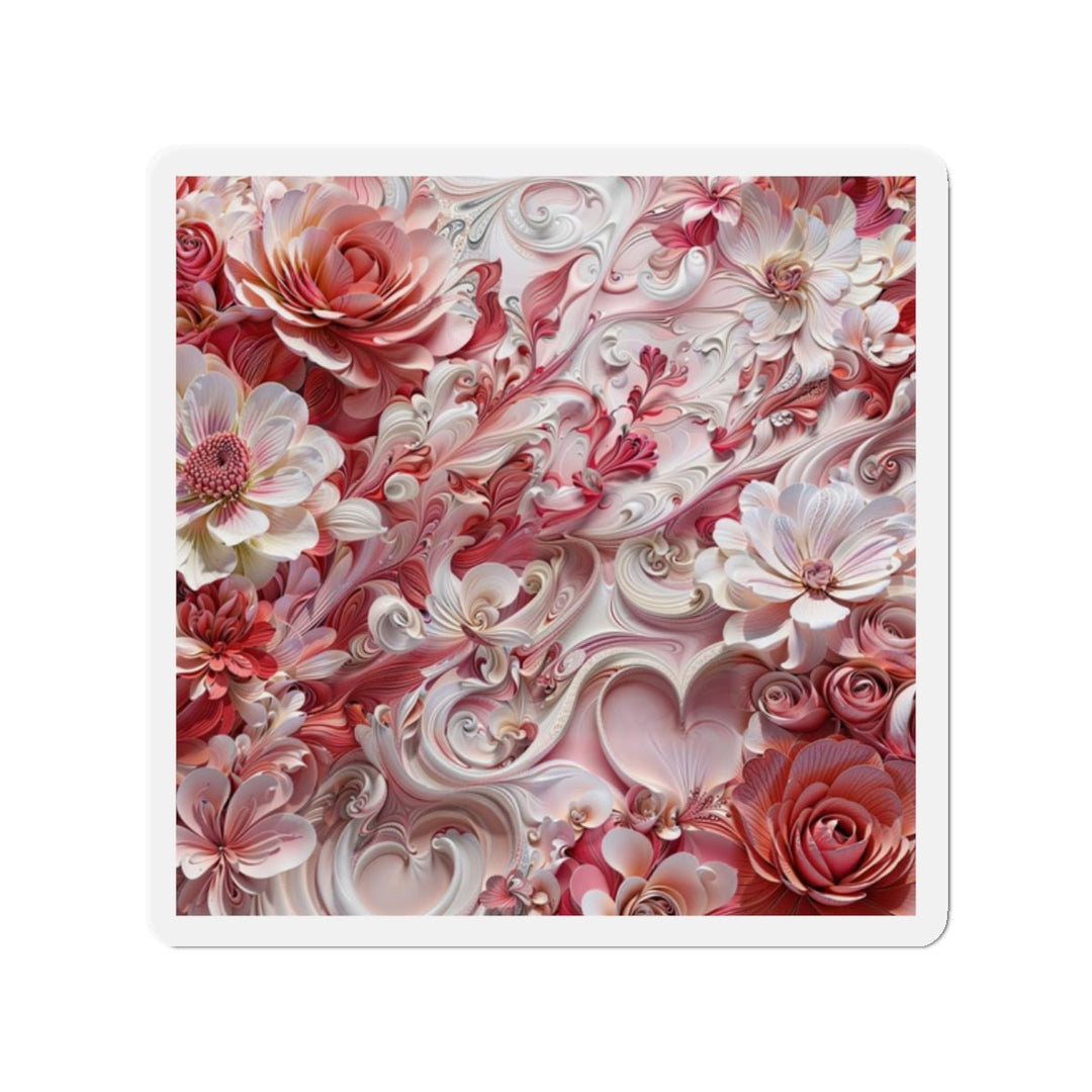 Floral Swirl Abundance - Die-cut Magnet - Home Decor - g(0D·IO) - 2" x 2" - Die-Cut - 1 pc