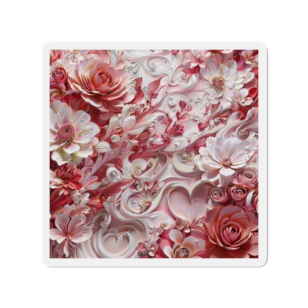 Floral Swirl Abundance - Die-cut Magnet - Home Decor - g(0D·IO) - 3" x 3" - Die-Cut - 1 pc