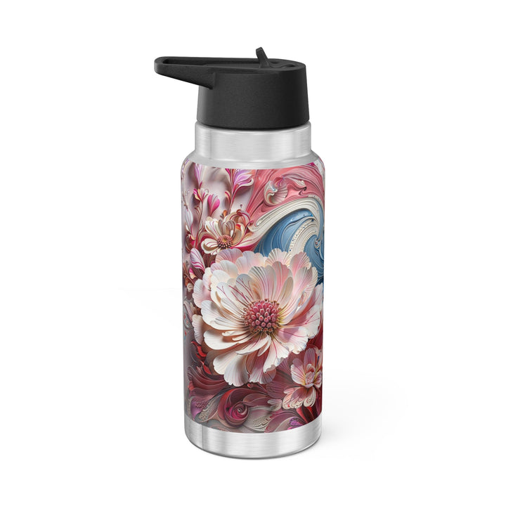 Floral Swirl Abundance - Gator Tumbler 32oz - Mug - g(0D·IO) - Silver - 32oz -