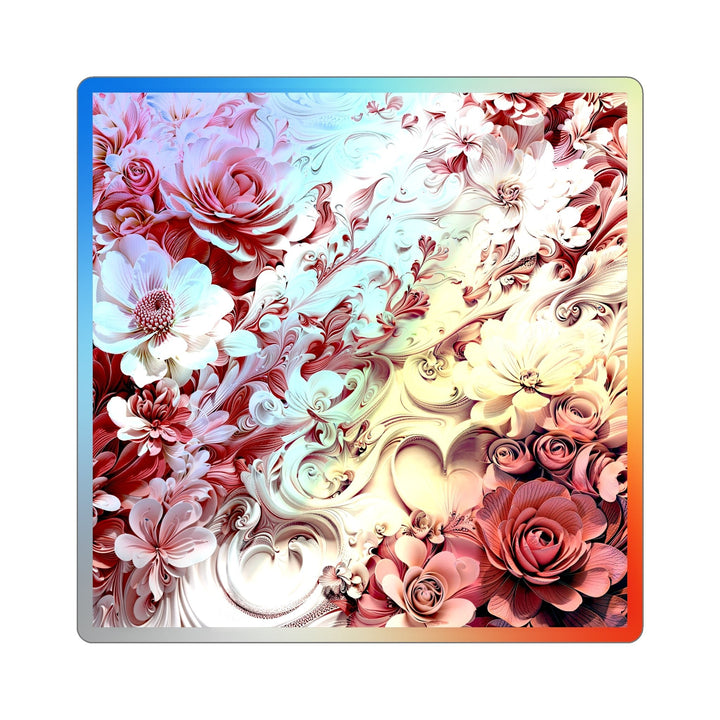 Floral Swirl Abundance - Holographic Die-Cut Sticker - Paper products - g(0D·IO) - 5" × 5" - Die-Cut - Holographic