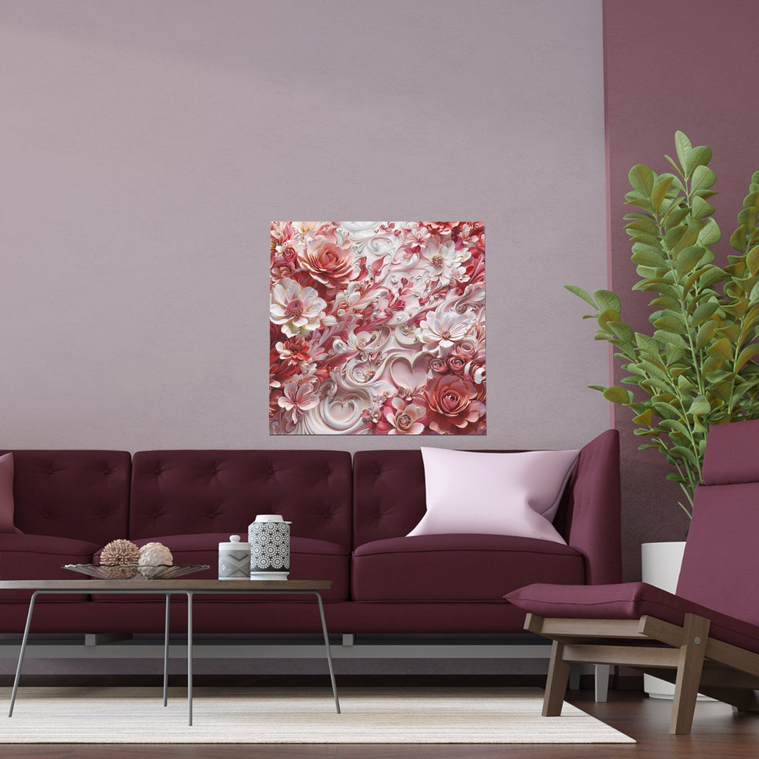 Floral Swirl Abundance - Indoor and Outdoor Silk Poster - Poster - g(0D·IO) - 30″ x 30″ (Square) - Semi Glossy -