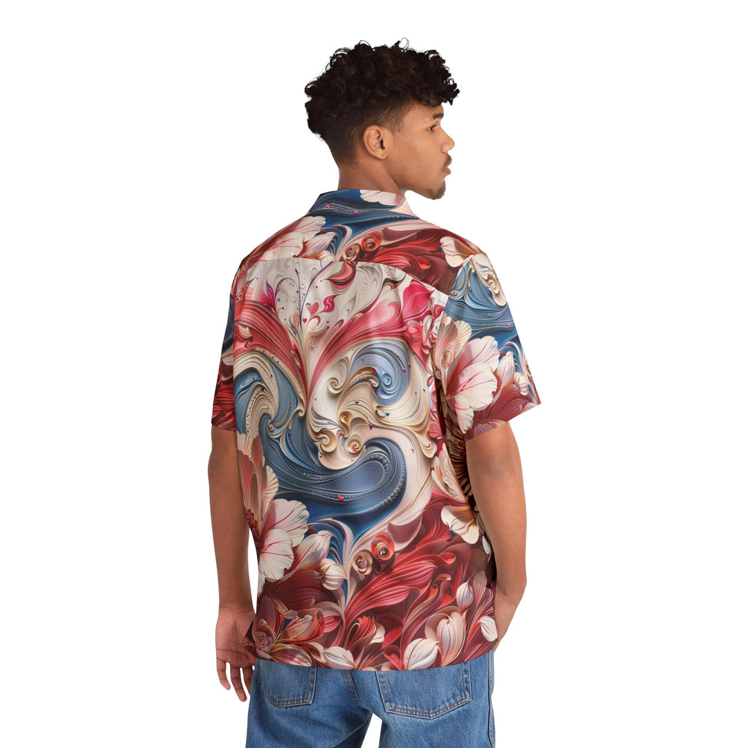 Floral Swirl Abundance - Men's Hawaiian Shirt - All Over Prints - g(0D·IO) - S - Black -