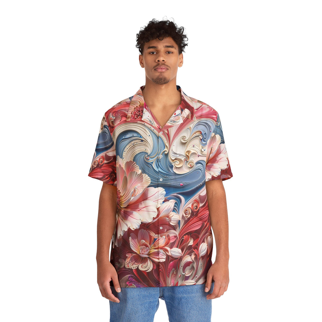 Floral Swirl Abundance - Men's Hawaiian Shirt - All Over Prints - g(0D·IO) - S - Black -