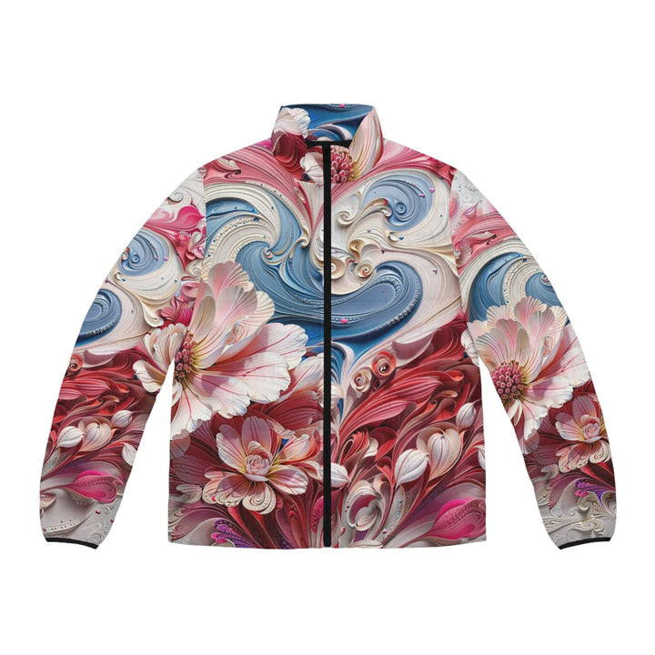 Floral Swirl Abundance - Puffer Jacket - All Over Prints - g(0D·IO) - S - Black zipper -