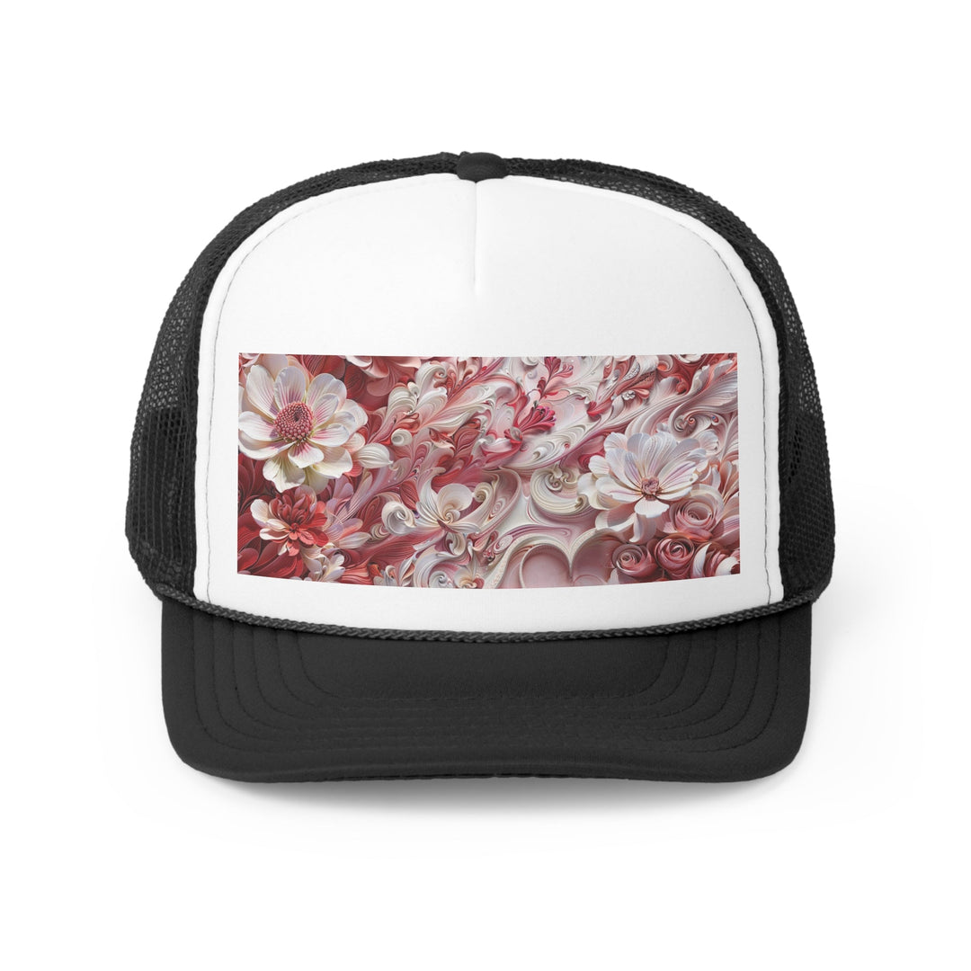 Floral Swirl Abundance - Trucker Hat - Hats - g(0D·IO) - Black - One size -