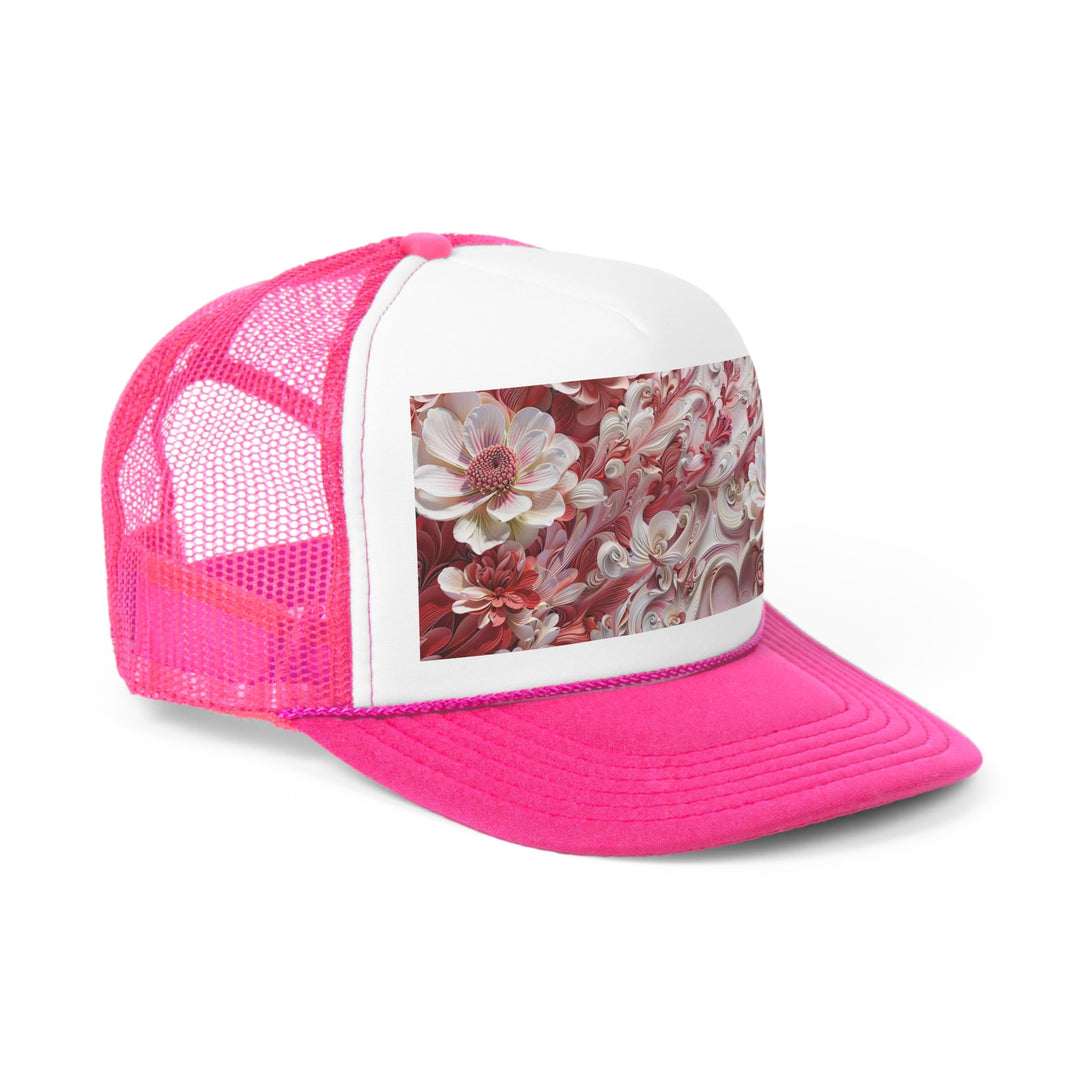 Floral Swirl Abundance - Trucker Hat - Hats - g(0D·IO) - Pink - One size -