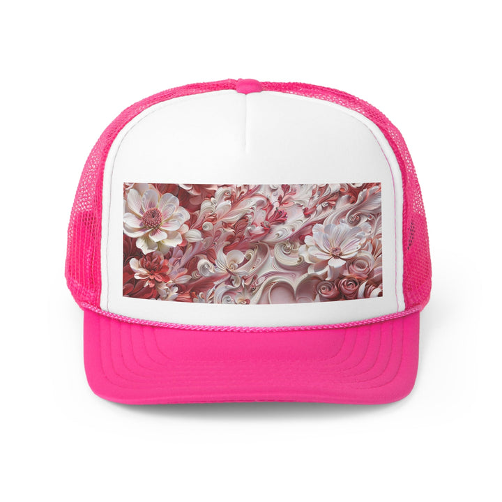 Floral Swirl Abundance - Trucker Hat - Hats - g(0D·IO) - Pink - One size -