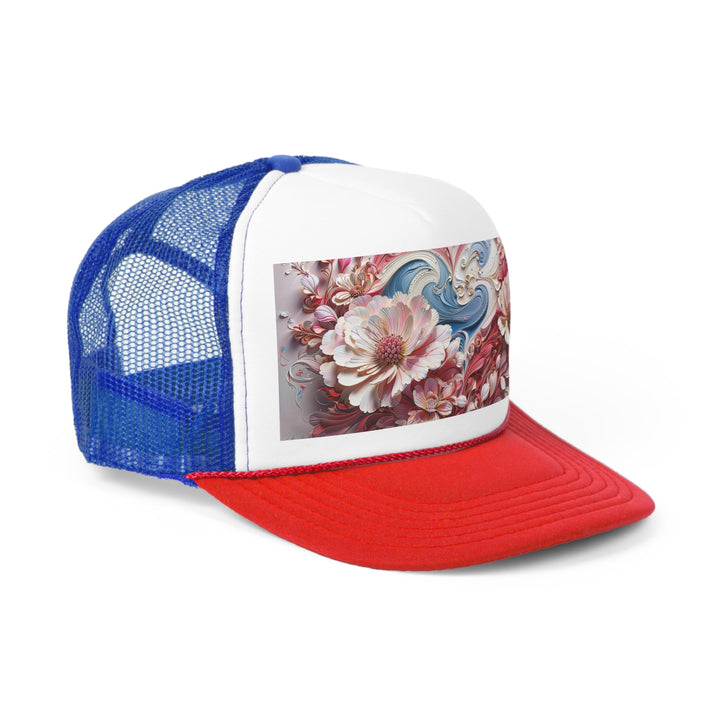 Floral Swirl Abundance - Trucker Hat - Hats - g(0D·IO) - Pink - One size -