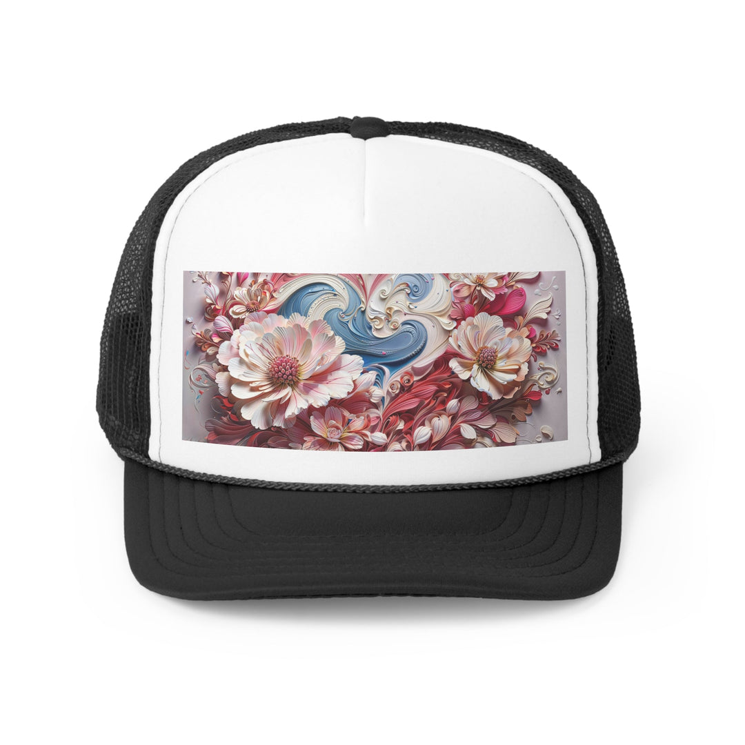 Floral Swirl Abundance - Trucker Hat - Hats - g(0D·IO) - Black - One size -