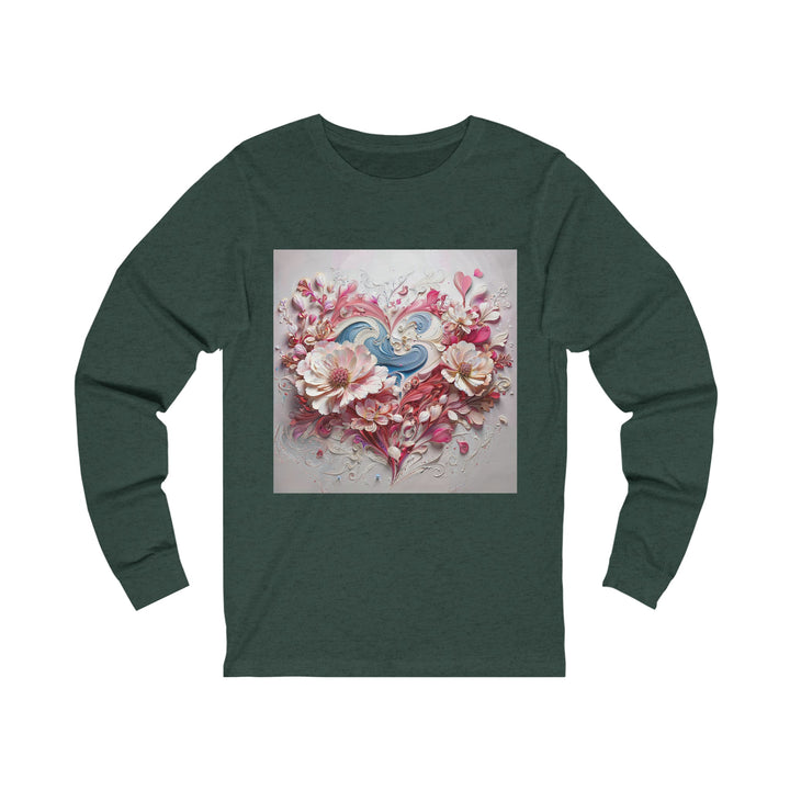 Floral Swirl Abundance - Unisex Jersey Long Sleeve Tee - Long-sleeve - g(0D·IO) - S - Heather Forest -