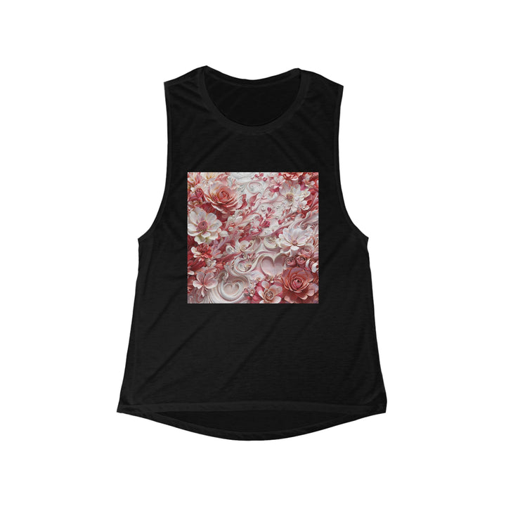 Floral Swirl Abundance - Women's Flowy Scoop Muscle Tank - Tank Top - g(0D·IO) - S - Black -