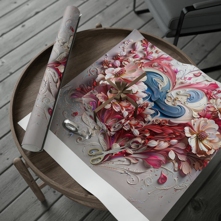 Floral Swirl Abundance - Wrapping Paper - Home Decor - g(0D·IO) - 30'' x 72'' - Matte -