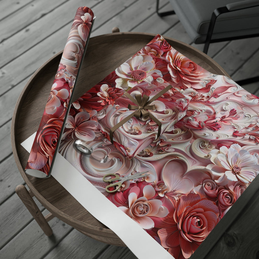 Floral Swirl Abundance - Wrapping Paper - Home Decor - g(0D·IO) - 30'' x 72'' - Matte -