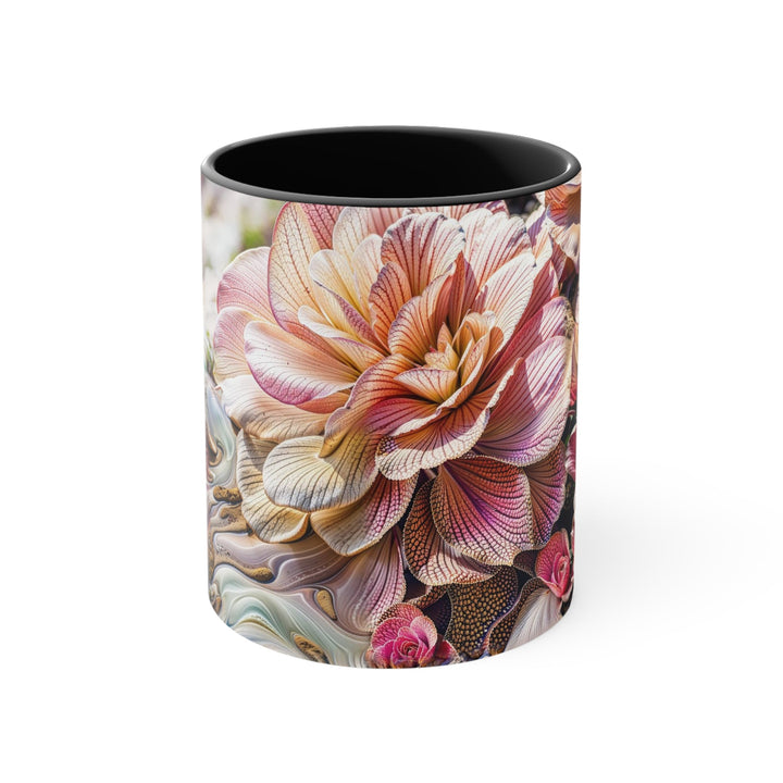 Floral Swirl Essence - Accent Coffee Mug - Mug - g(0D·IO) - Black - 11oz -