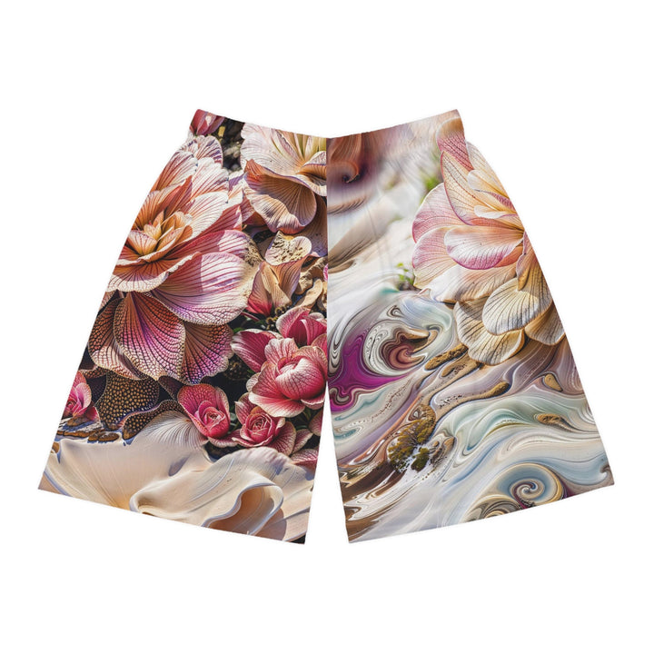 Floral Swirl Essence - AOP Basketball Shorts - All Over Prints - g(0D·IO) - Seam thread color automatically matched to design - XS -