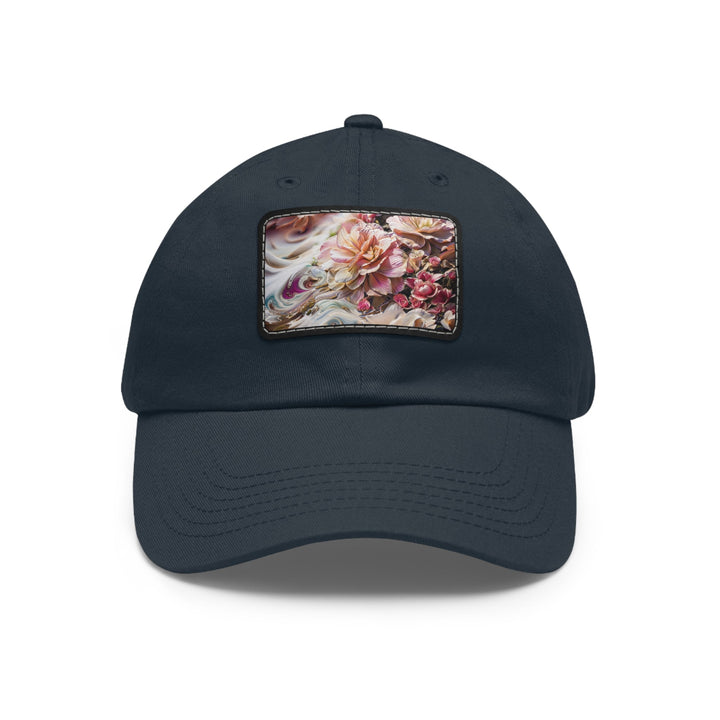 Floral Swirl Essence - Dad Hat - Hats - g(0D·IO) - Navy / Black patch - Rectangle - One size