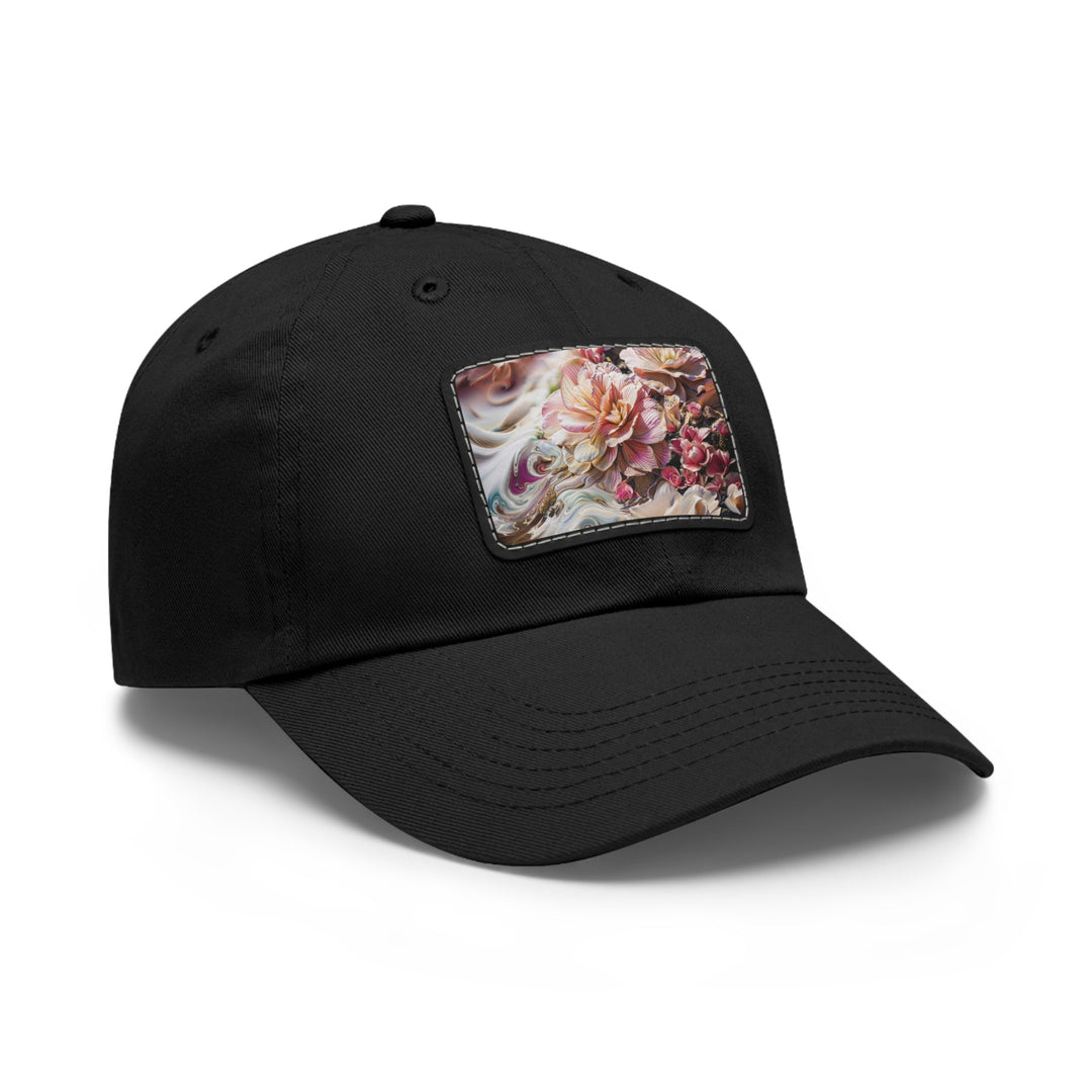 Floral Swirl Essence - Dad Hat - Hats - g(0D·IO) - White / Black patch - Rectangle - One size