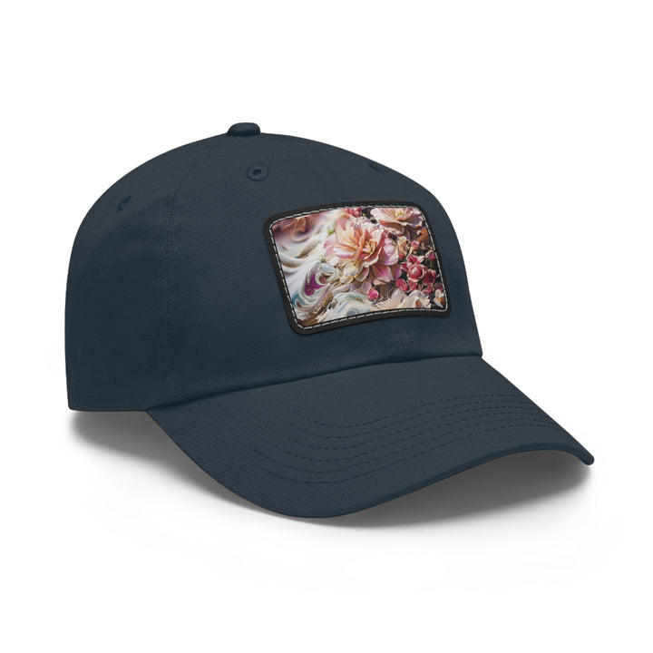 Floral Swirl Essence - Dad Hat - Hats - g(0D·IO) - White / Black patch - Rectangle - One size