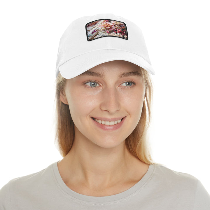 Floral Swirl Essence - Dad Hat - Hats - g(0D·IO) - White / Black patch - Rectangle - One size