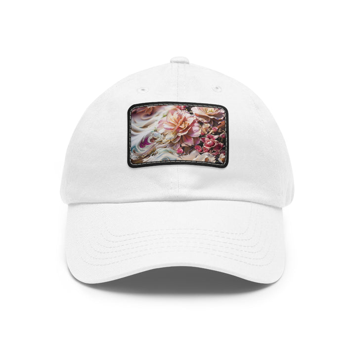 Floral Swirl Essence - Dad Hat - Hats - g(0D·IO) - White / Black patch - Rectangle - One size