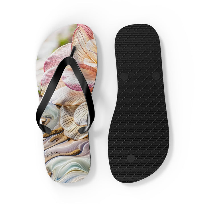 Floral Swirl Essence - Flip Flops - Shoes - g(0D·IO) - XL - Black sole -