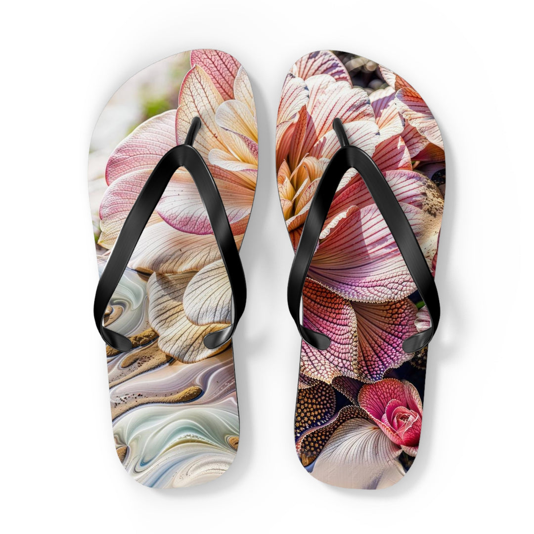 Floral Swirl Essence - Flip Flops - Shoes - g(0D·IO) - XL - Black sole -