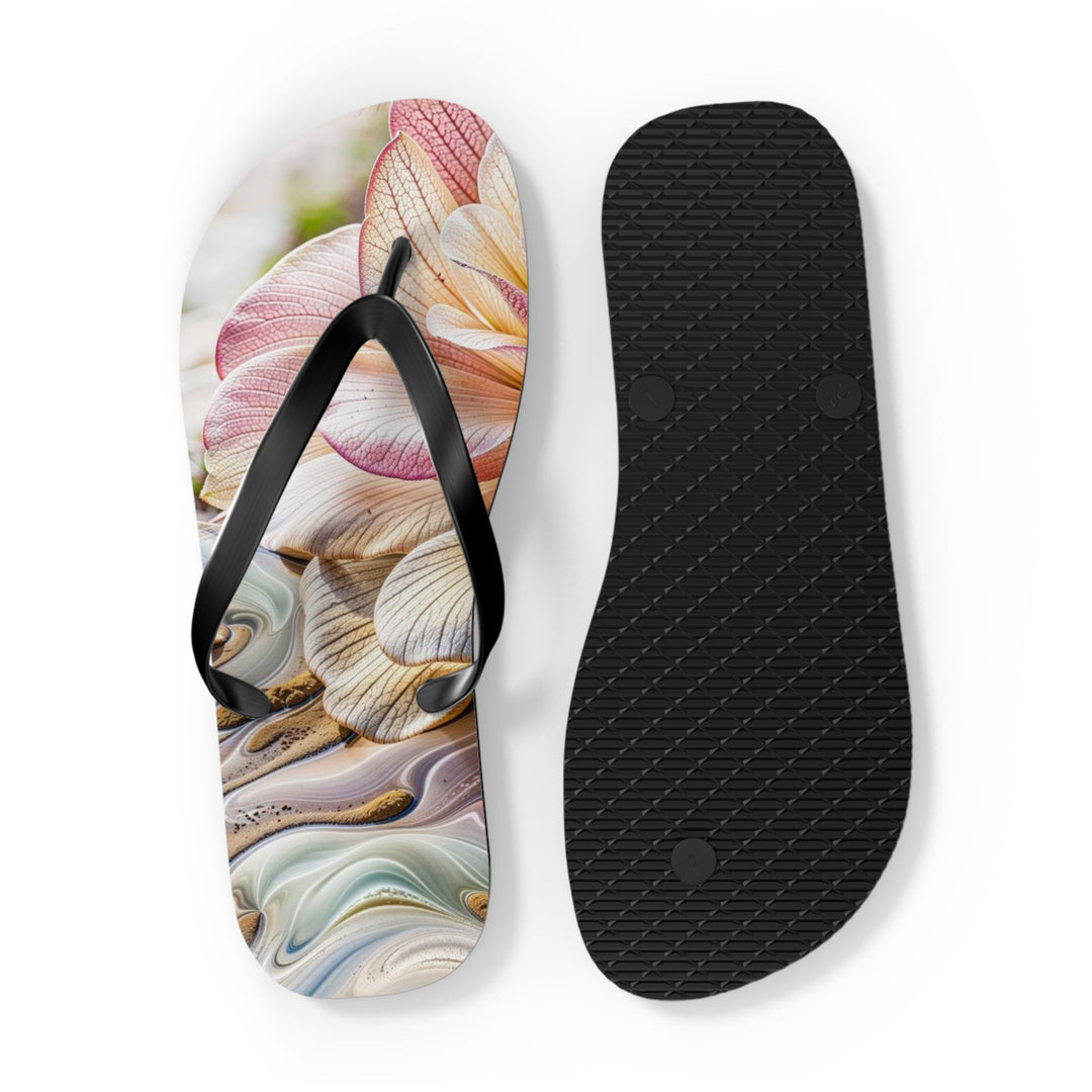 Floral Swirl Essence - Flip Flops - Shoes - g(0D·IO) - XL - Black sole -