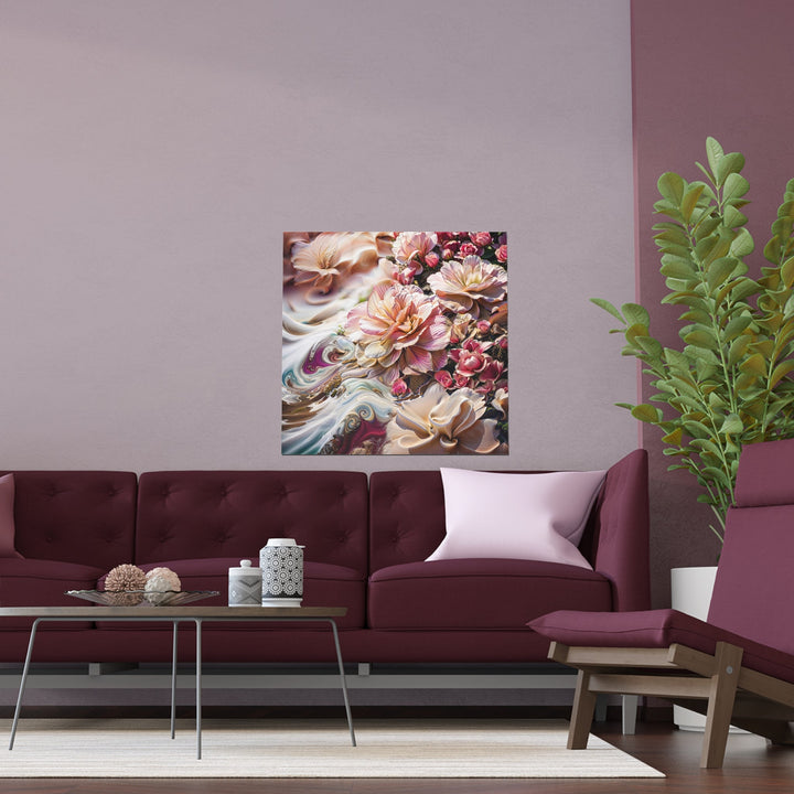 Floral Swirl Essence - Indoor and Outdoor Silk Poster - Poster - g(0D·IO) - 30″ x 30″ (Square) - Semi Glossy -