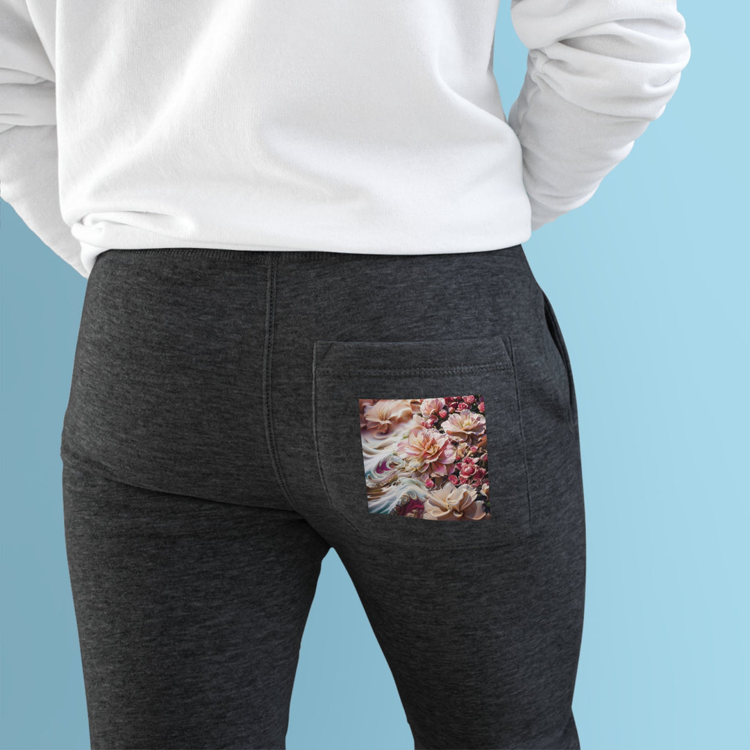 Floral Swirl Essence - Premium Fleece Joggers - Trousers - g(0D·IO) - Charcoal Heather - M -