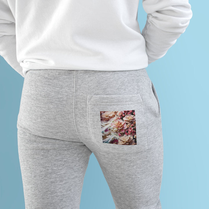 Floral Swirl Essence - Premium Fleece Joggers - Trousers - g(0D·IO) - Charcoal Heather - M -