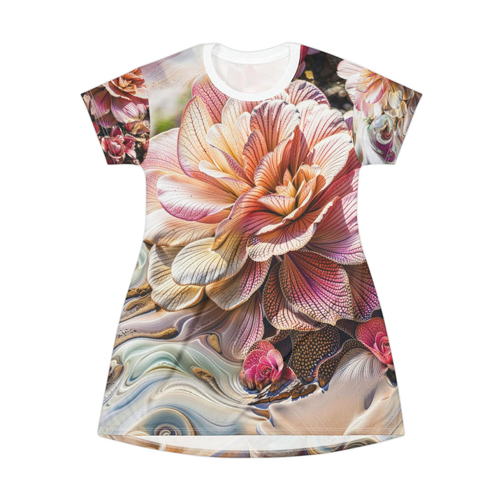 Floral Swirl Essence - T-Shirt Dress - All Over Prints - g(0D·IO) - XS - -