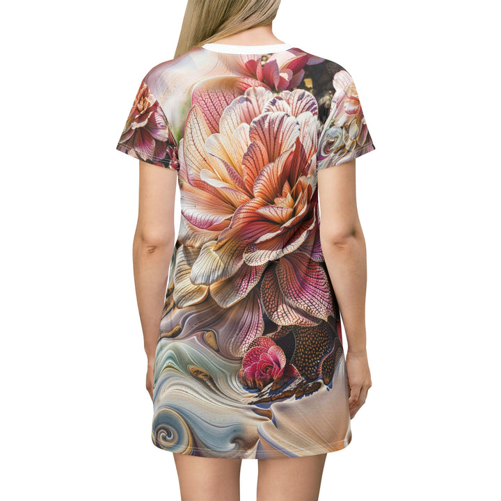 Floral Swirl Essence - T-Shirt Dress - All Over Prints - g(0D·IO) - XS - -