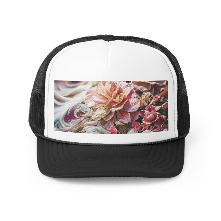 Floral Swirl Essence - Trucker Hat - Hats - g(0D·IO) - Black - One size -