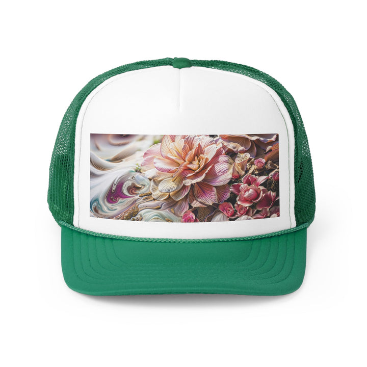 Floral Swirl Essence - Trucker Hat - Hats - g(0D·IO) - Green - One size -