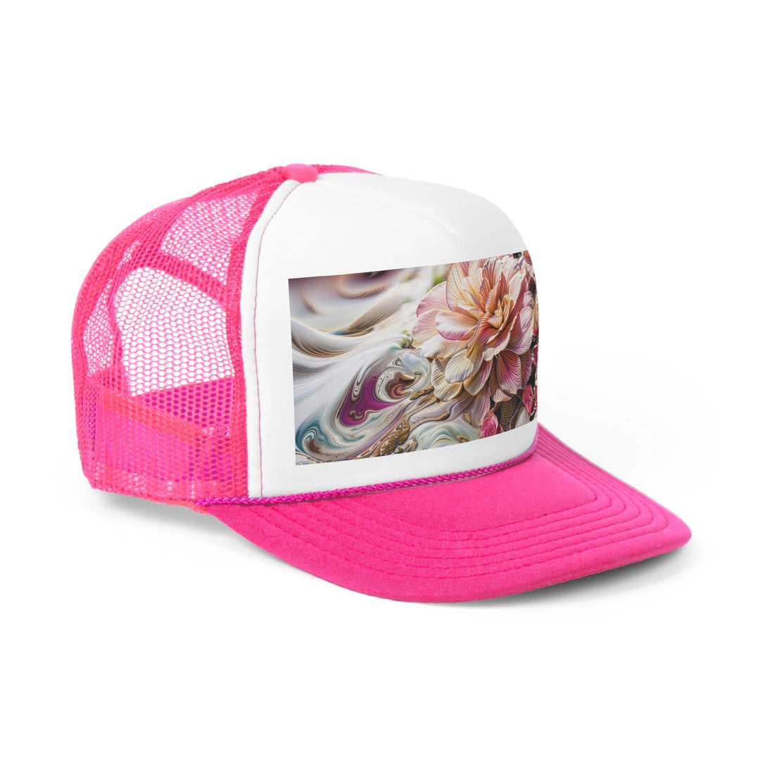 Floral Swirl Essence - Trucker Hat - Hats - g(0D·IO) - Pink - One size -