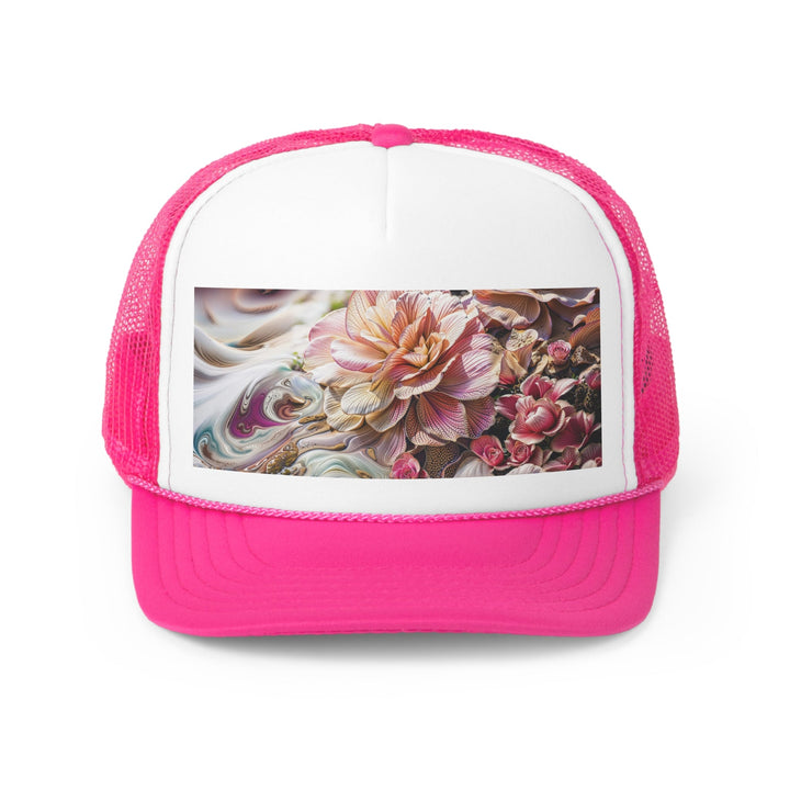 Floral Swirl Essence - Trucker Hat - Hats - g(0D·IO) - Pink - One size -