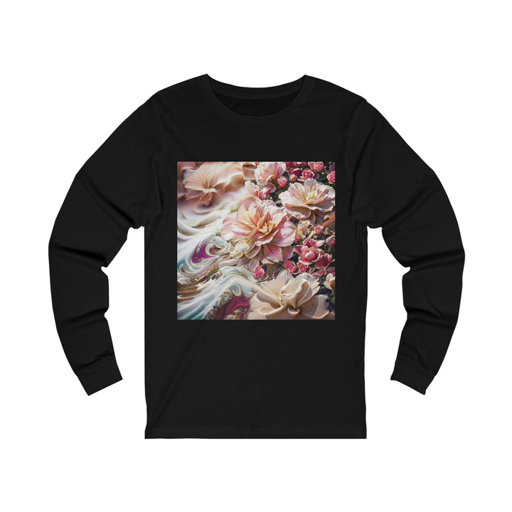 Floral Swirl Essence - Unisex Jersey Long Sleeve Tee - Long-sleeve - g(0D·IO) - S - Black -