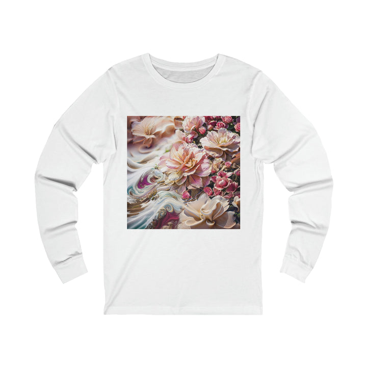 Floral Swirl Essence - Unisex Jersey Long Sleeve Tee - Long-sleeve - g(0D·IO) - S - White -